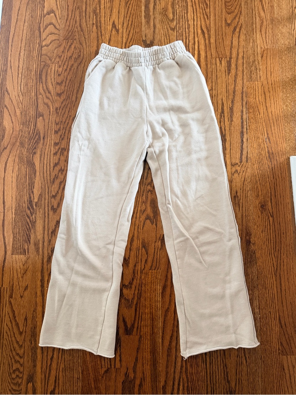 Garage Cream Wide-Leg Knit Track Pants